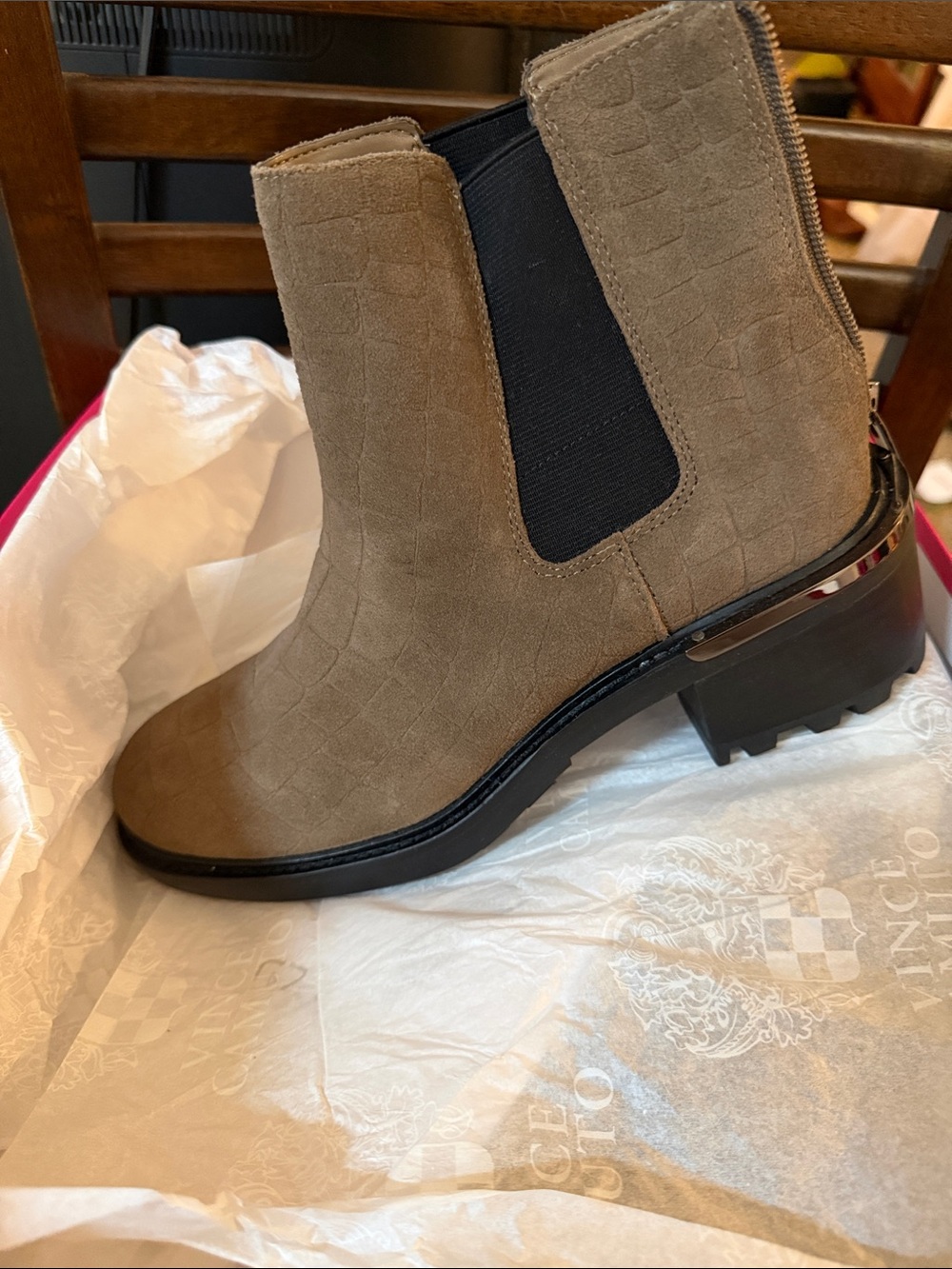 Women's Vince Camuto Ankle Boot Kelivena Suede Croco Sable